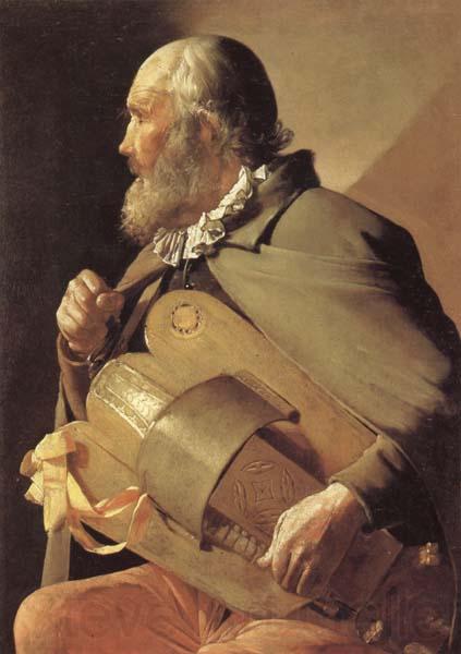 LA TOUR, Georges de Blindman Playing the Hurdy-Gurdy Norge oil painting art